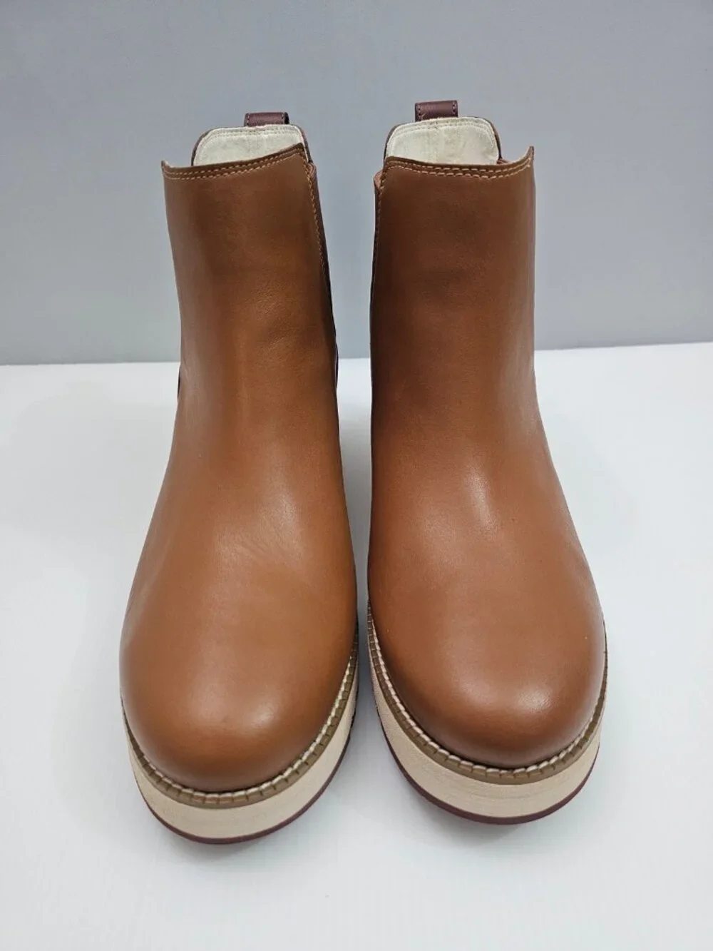 Cole Haan Zerogrand City Wedge Chelsea Boot Womens 11 Tan Leather Ankle Platform